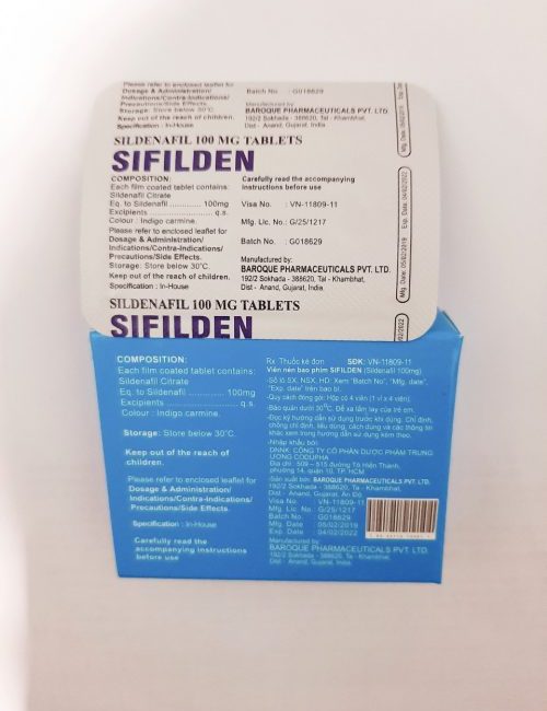Thuốc cường dương Sifilden được sản xuất bởi BAROQUE PHARMACEUTICALS PVT. LTD. Ấn Độ tăng cường sinh lý Nam, chống xuất tinh sớm